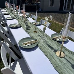 Table Runners   Cheesecloth   Sage