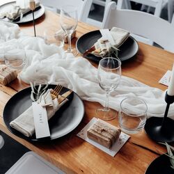 Table Runners   Gauze Boho White