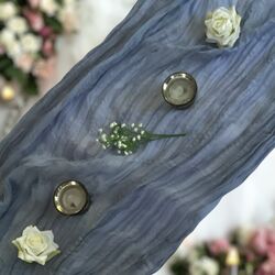 Table Runners   Gauze   Dusty Blue