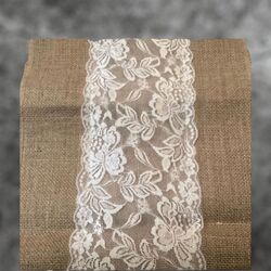 Table Runners   Hessian with Lace 