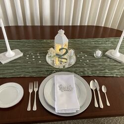 Table Runners   Sage Cheesecloth 