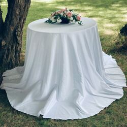 Tablecloth - Round White Satin 