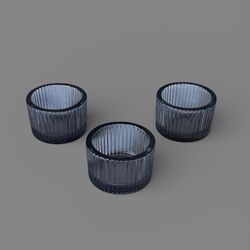 Tea Light Holders   Black Lined 