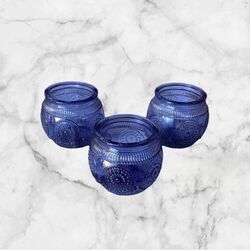 Tea Light Holders   Blue Dark Round 
