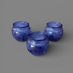 Tea Light Holders   Blue Dark Round 