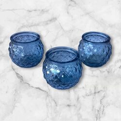 Tea Light Holders   Blue Round