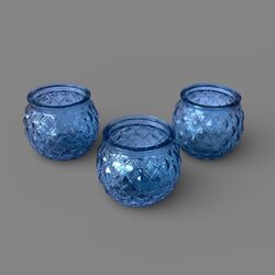 Tea Light Holders   Blue Round