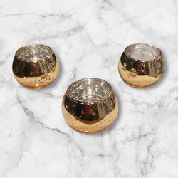 Tea Light Holders   Gold Round 
