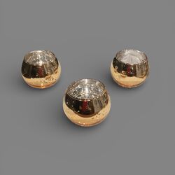Tea Light Holders   Gold Round 