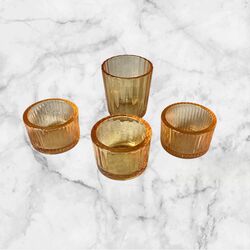 Tea-Light Holders - Gold Vertical Ribbed 