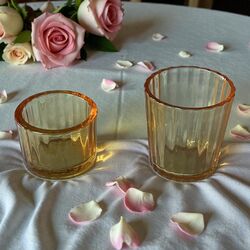 Tea Light Holders   Gold Vertical Ribbed 