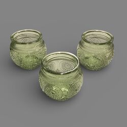 Tea Light Holders   Green Round