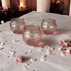 Tea Light Holders   Pink Round
