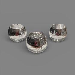 Tea Light Holders   Silver Round
