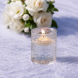 Tea lightVotive Holder   Clear Vintage Glass 