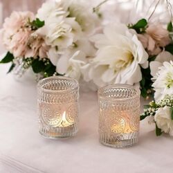 TealightVotive Holder  Clear Vintage Glass 