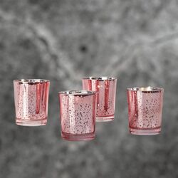 Tea-Light/Votive Holders - Rose Gold Glass 
