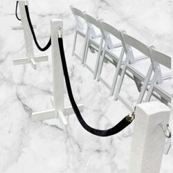 Timber Bollards - White with Black Ropes 