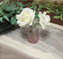 Vase Flowers   2 x White Roses 