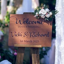 Welcome Board Flowers C Silk White + Green 