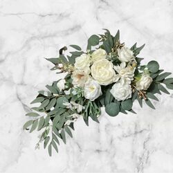 Welcome Board Flowers C Silk White + Green 