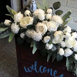 Welcome Board Flowers   White Silk Roses 