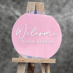 Welcome Board - Acrylic Gold/Pink 