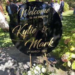 Welcome Board   Black Acrylic Round