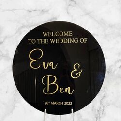 Welcome Board   Black Acrylic Round
