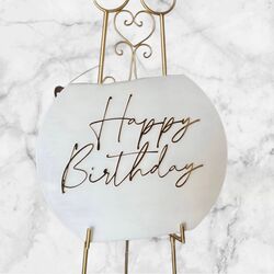 Welcome Board   Raised Gold Acrylic Happy Birthday