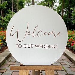 Welcome Board   Round White Acrylic with Gold