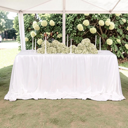 White Ice Silk Satin Draping Tablecloth