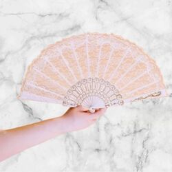 White Lace Hand Held Fans 