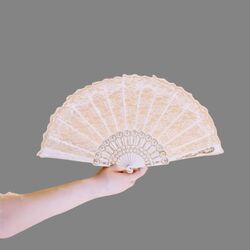 White Lace Hand Held Fans 