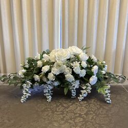 White Silk Flower Bowl   Bridal Table