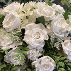White Silk Flower Bowl   Bridal Table 2