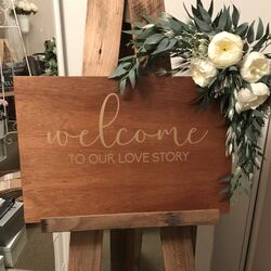 White Silk Welcome Board Flowers A
